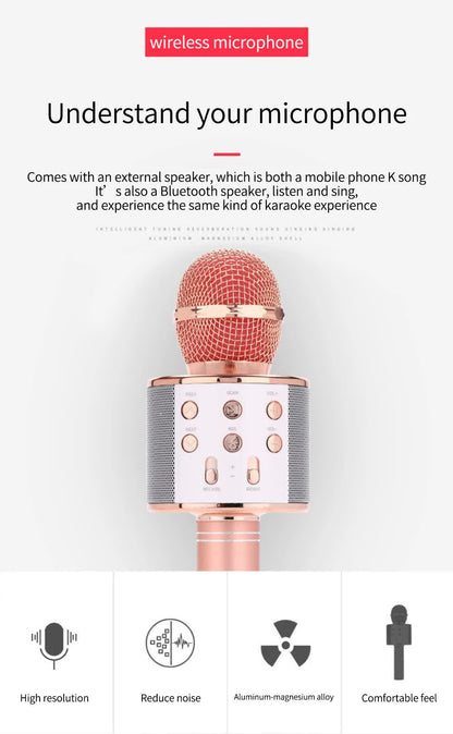 Black Bluetooth 5.0 Karaoke Microphone for Family Entertainment V888-ELOSUNG26561