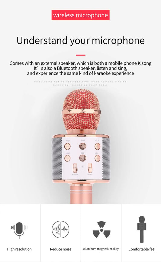 Black Bluetooth 5.0 Karaoke Microphone for Family Entertainment V888-ELOSUNG26561