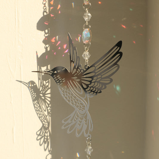 (Style A)2 PCS Hummingbird Metal Suncatcher with Crystal Accents - for Window or Wall Indoor Hanging Ornament V888-ELOSUNG26567