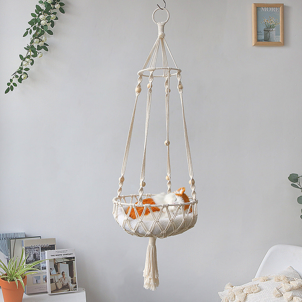 Pet Hammock for Cats with Wooden Beads - Pet Swing padding not included (Diameter : 40cm) V888-ELOSUNG26571