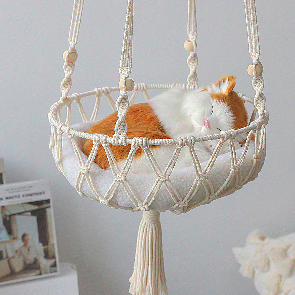 Pet Hammock for Cats with Wooden Beads - Pet Swing padding not included (Diameter : 40cm) V888-ELOSUNG26571
