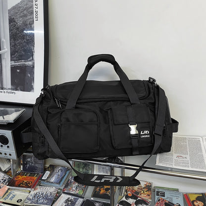 Black Unisex Travel Bag with Utility Buckles and Wet/Dry Compartments V888-ELOSUNG26599