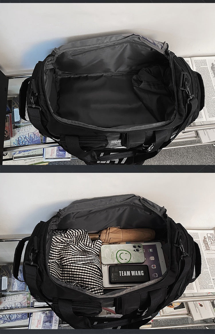 Black Unisex Travel Bag with Utility Buckles and Wet/Dry Compartments V888-ELOSUNG26599