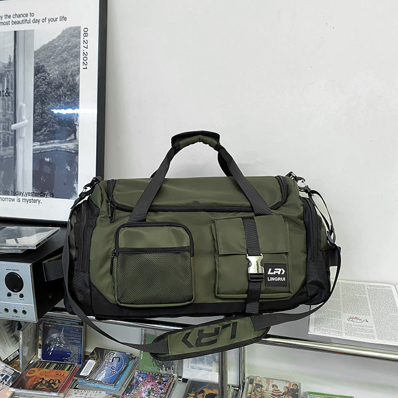 Green Unisex Travel Bag with Utility Buckles and Wet/Dry Compartments V888-ELOSUNG26600