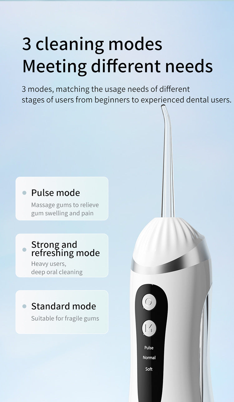 White Portable Ultrasonic Oral Irrigator with 3 Cleaning Modes Smart Teeth Cleaning Machine V888-ELOSUNG26607