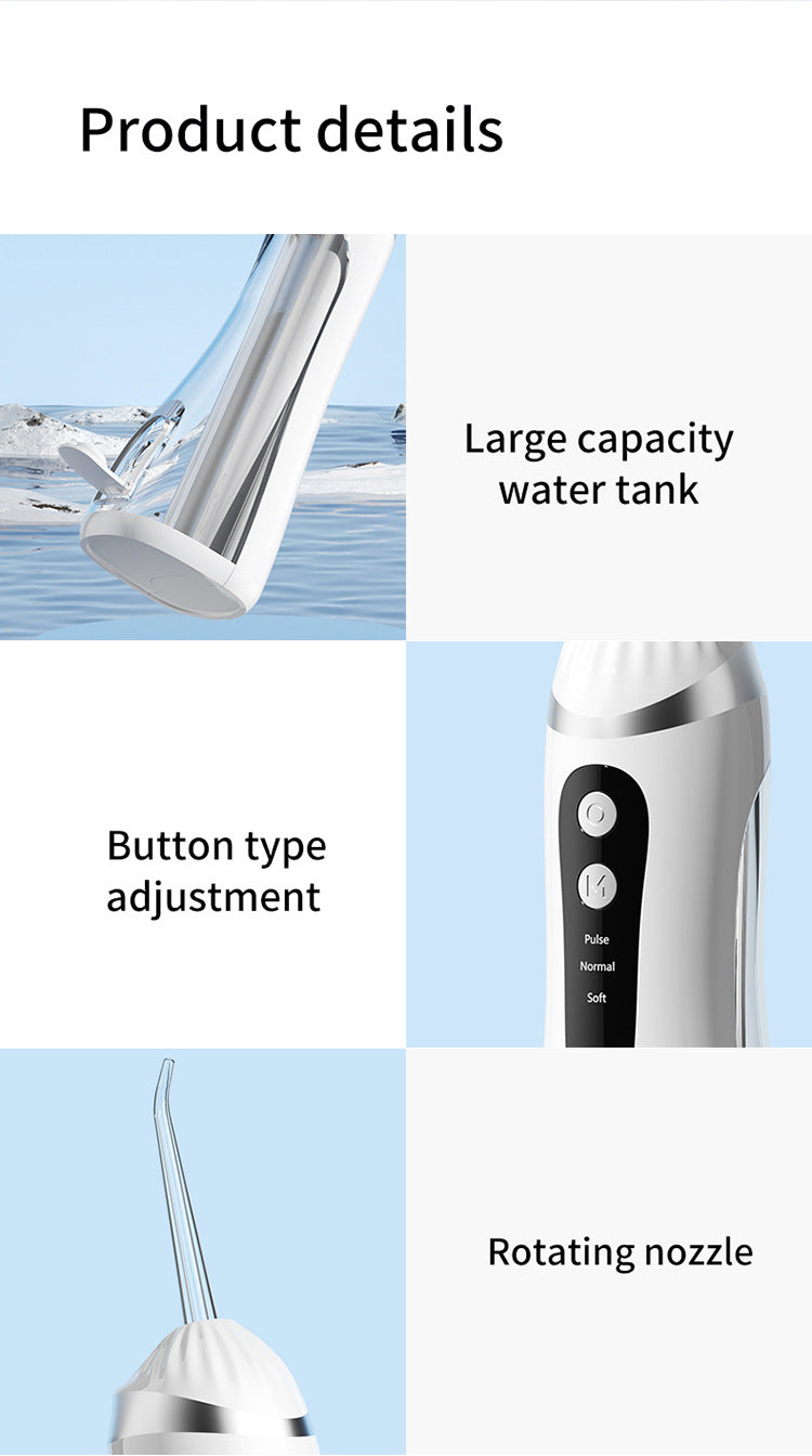 White Portable Ultrasonic Oral Irrigator with 3 Cleaning Modes Smart Teeth Cleaning Machine V888-ELOSUNG26607