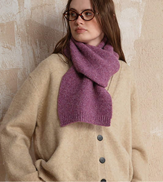 Purple Soft Wool Blend Knitted Scarf Women Men Winter Pure Color Neck Wrap (157x22cm) V888-ELOSUNG26612