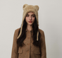 Beige Fluffy Cat Ear Winter Earflap Hat Women Knitted Warm Cold Weather Cap V888-ELOSUNG26617