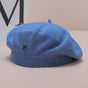 Blue Vintage Inspired Knitted Beret - Stretchy & Comfortable Wool Blend Cap V888-ELOSUNG26624