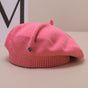 Pink Vintage Inspired Knitted Beret - Stretchy & Comfortable Wool Blend Cap V888-ELOSUNG26625