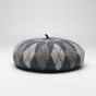 Diamond Colorblock Wool Beret - Stylish Plaid Painter Hat, Warm and Soft - (Blue) V888-ELOSUNG26627
