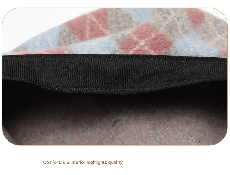 Diamond Colorblock Wool Beret - Stylish Plaid Painter Hat, Warm and Soft - (Yellow) V888-ELOSUNG26631