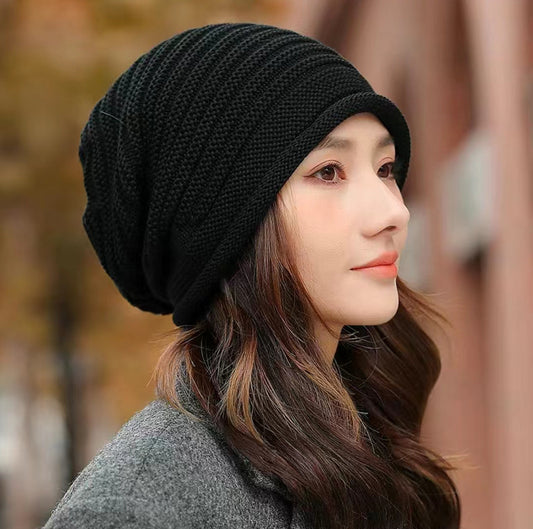 Black Warm & Stylish Women's Knitted Beanie Hats (3-Pack) - Perfect for Cold Weather Comfort V888-ELOSUNG26632