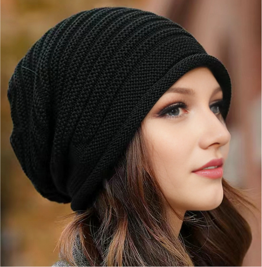 Black Warm & Stylish Women's Knitted Beanie Hats (3-Pack) - Perfect for Cold Weather Comfort V888-ELOSUNG26632