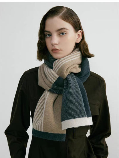 Green Elegant Color Block Striped Scarf -Men's & Women's Versatile, Winter Warmth 165x29cm V888-ELOSUNG26637
