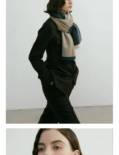 Green Elegant Color Block Striped Scarf -Men's & Women's Versatile, Winter Warmth 165x29cm V888-ELOSUNG26637