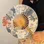 2 PCS Floral Bamboo Folding Hand Fan - Traditional Chinese Style Round Folding Design (Elegant ink flower) V888-ELOSUNG26646