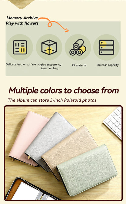 Green PU Leather Zippered Photo Album - Holds 240 3" Prints V888-ELOSUNG26655