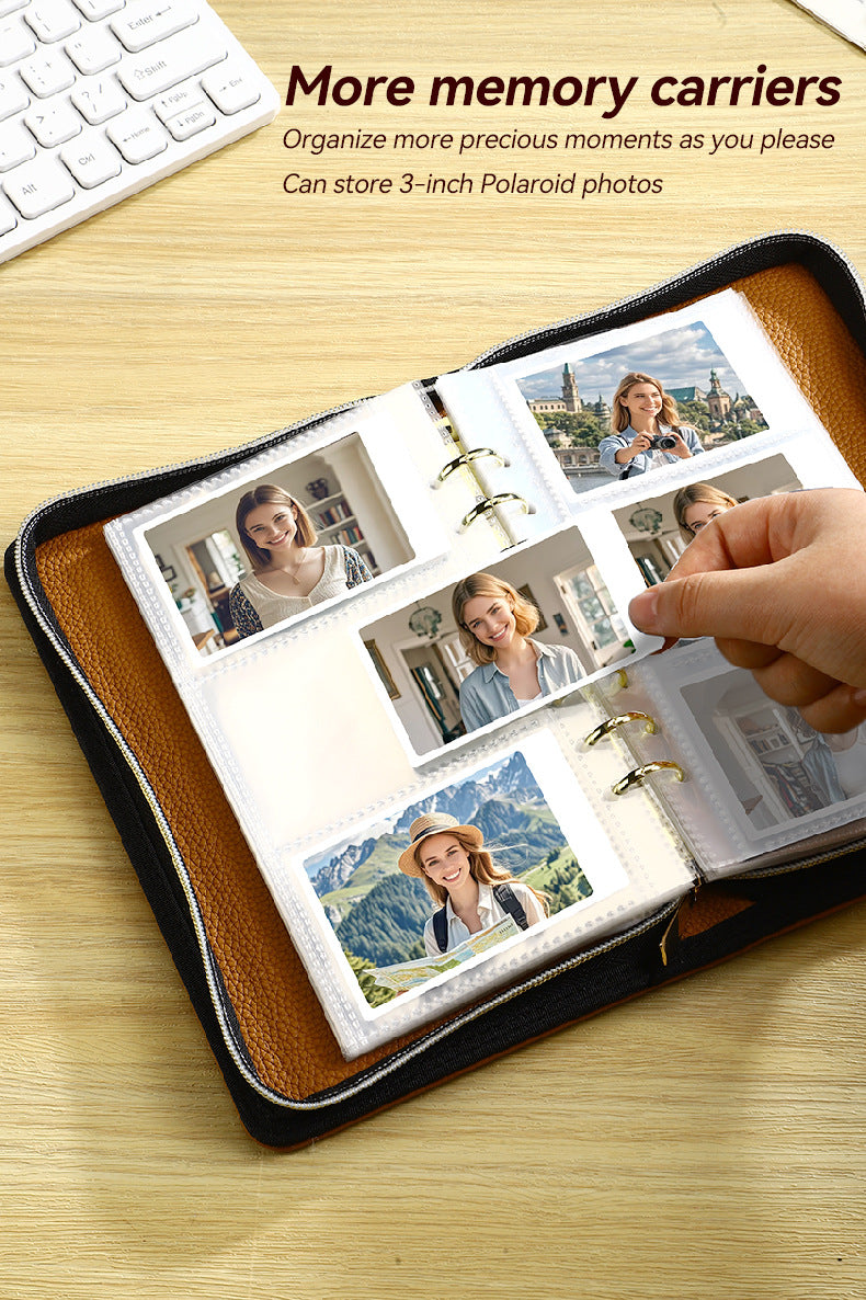 Green PU Leather Zippered Photo Album - Holds 240 3" Prints V888-ELOSUNG26655