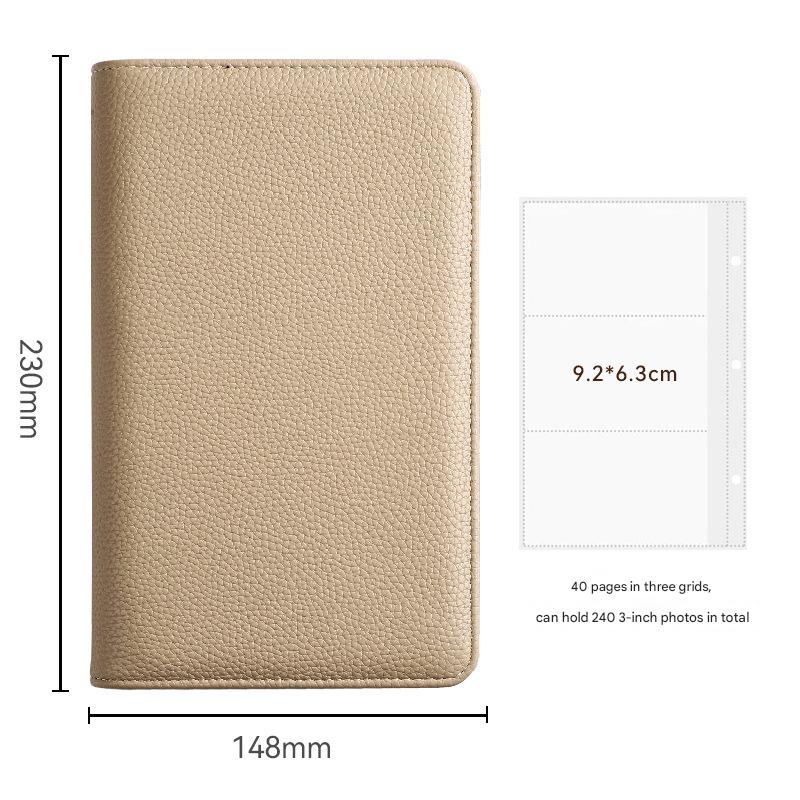 Beige PU Leather Zippered Photo Album - Holds 240 3 Prints" V888-ELOSUNG26657