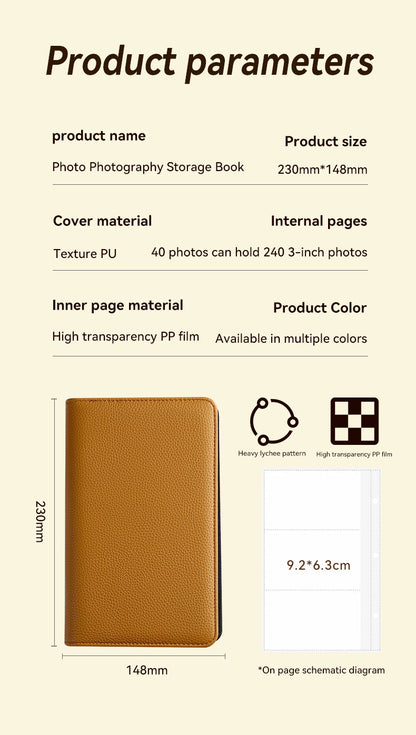 Beige PU Leather Zippered Photo Album - Holds 240 3 Prints" V888-ELOSUNG26657