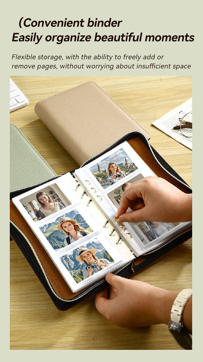 Beige PU Leather Zippered Photo Album - Holds 240 3 Prints" V888-ELOSUNG26657