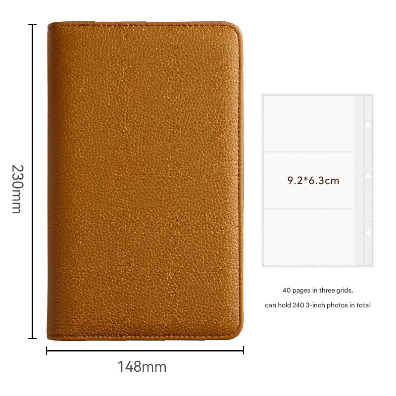 Brown PU Leather Zippered Photo Album - Holds 240 3 Prints" V888-ELOSUNG26659