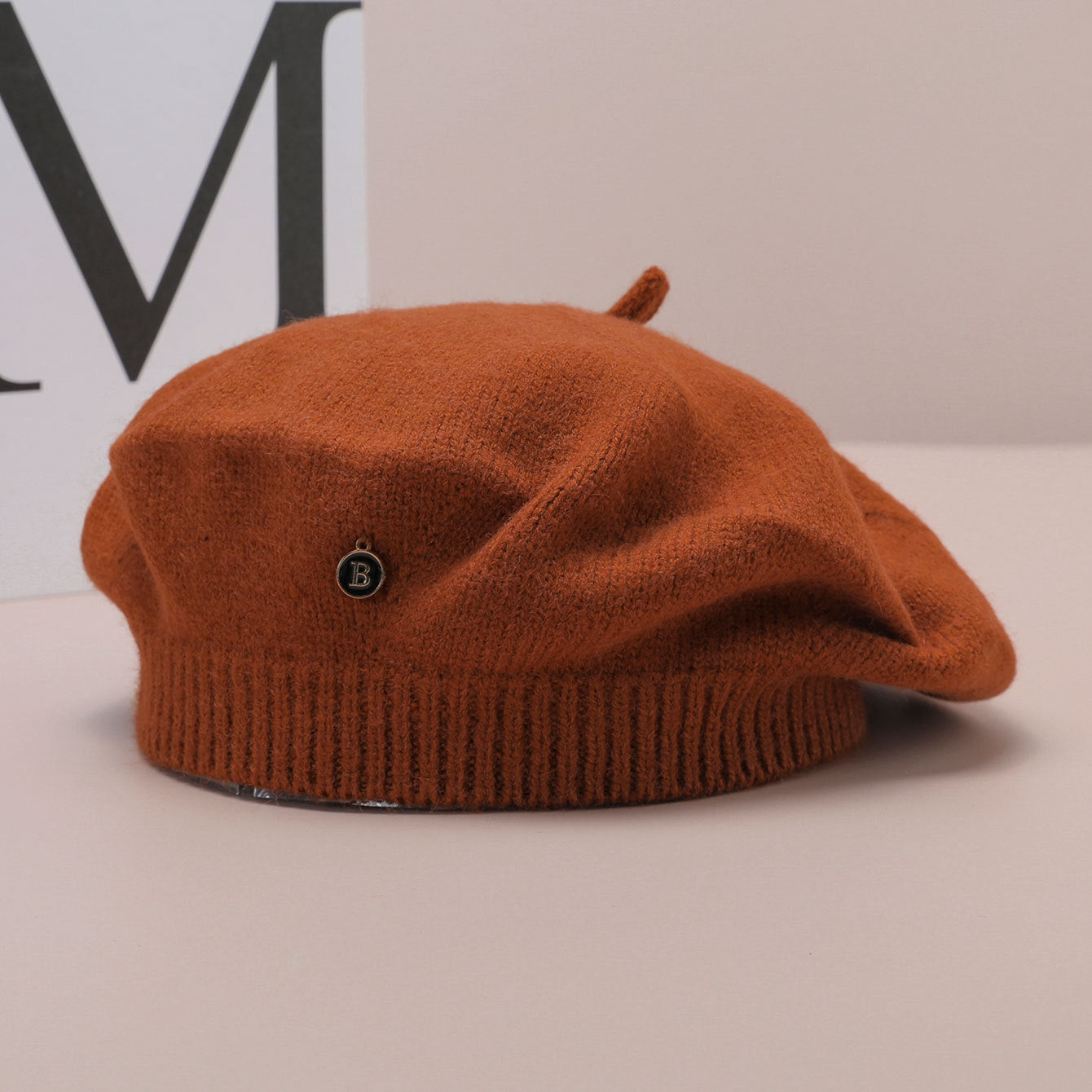 Brown Vintage Inspired Knitted Beret - Stretchy & Comfortable Wool Blend Cap V888-ELOSUNG26660