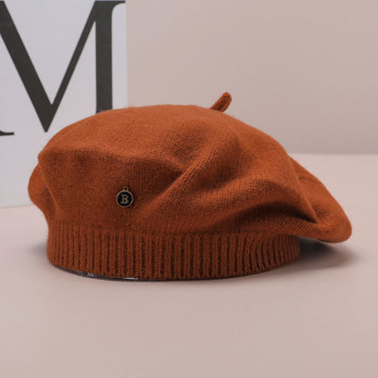 Brown Vintage Inspired Knitted Beret - Stretchy & Comfortable Wool Blend Cap V888-ELOSUNG26660