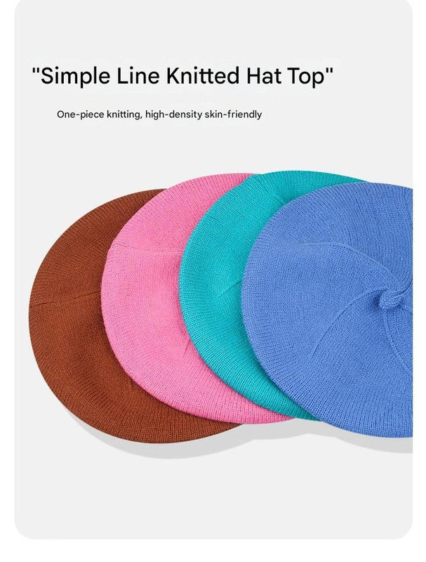 Camel Vintage Inspired Knitted Beret - Stretchy & Comfortable Wool Blend Cap V888-ELOSUNG26661