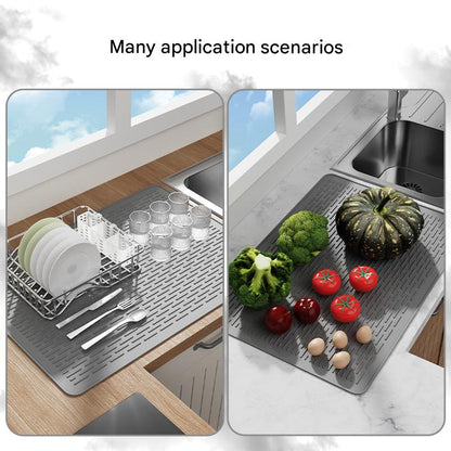 Black Extra Large Silicone Countertop Protector & Dish Drying Mat - Dishwasher Safe (76x53cm) V888-ELOSUNG26669