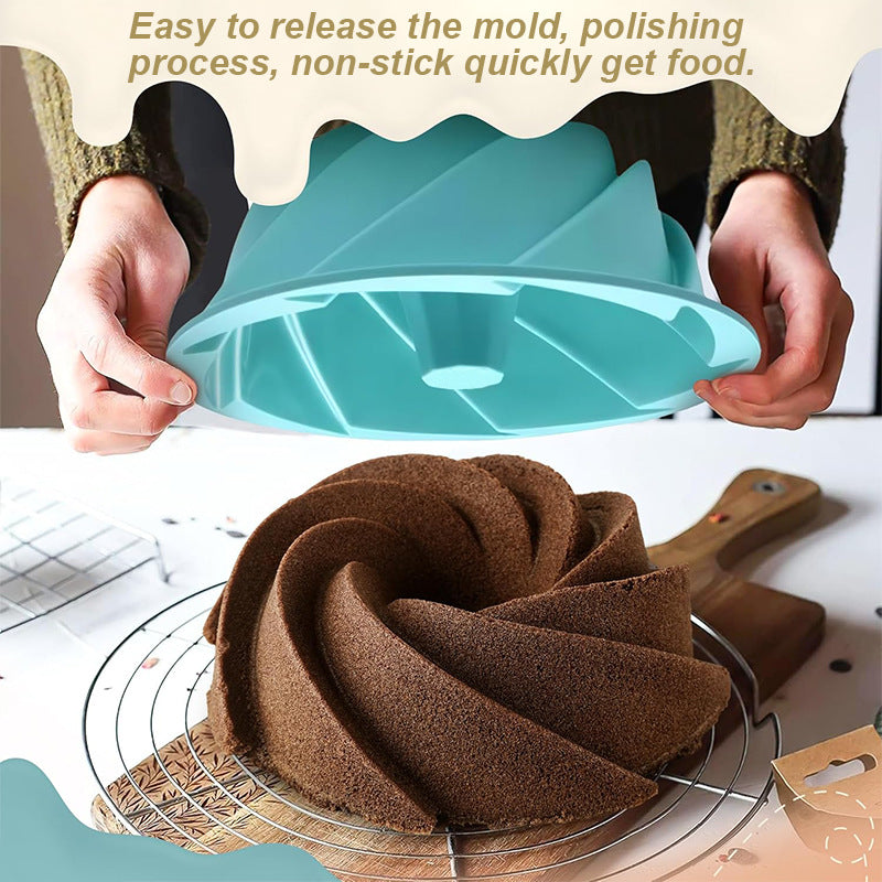Green Non-Stick Silicone Cyclone Cake Pan Set (10 Molds) - Perfect for Desserts V888-ELOSUNG26673