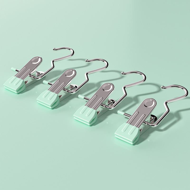 Light green Stainless Steel Hanging Clips (35 PCS) - Strong Grip for Pants, Hats, Socks, Laundry V888-ELOSUNG26683