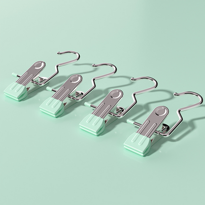 Light green Stainless Steel Hanging Clips (35 PCS) - Strong Grip for Pants, Hats, Socks, Laundry V888-ELOSUNG26683
