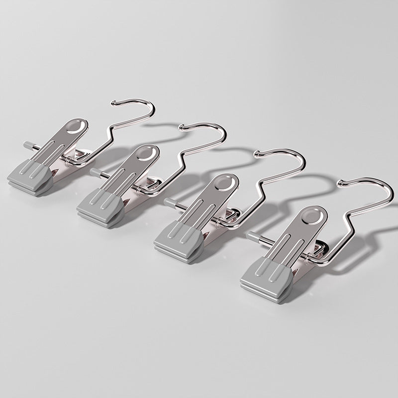 Gray Stainless Steel Hanging Clips (35 PCS) - Strong Grip for Pants, Hats, Socks, Laundry V888-ELOSUNG26686