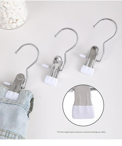 Gray Stainless Steel Hanging Clips (35 PCS) - Strong Grip for Pants, Hats, Socks, Laundry V888-ELOSUNG26686