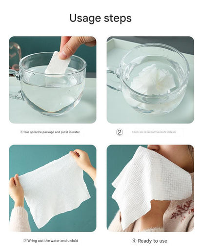 8 Packs (160 Total) Portable Cotton Compressed Towels - Soft, Absorbent Face Cleansing Cloths (Square V888-ELOSUNG26689