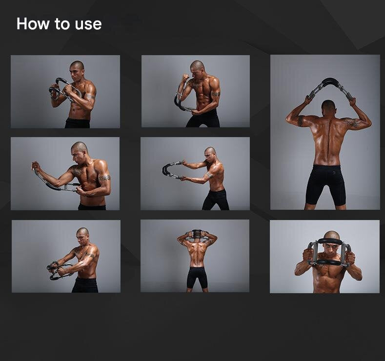 Gray black Adjustable U-Shaped Arm Exerciser - For Home Fitness Strength Training (30kg) V888-ELOSUNG26692