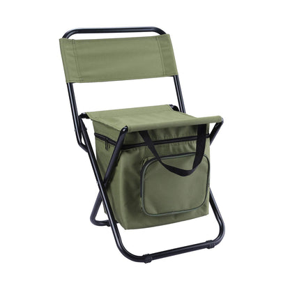 Foldable Camping Chair with Integrated 10L Insulated Cooler Bag - Army Green V888-ELOSUNG26696