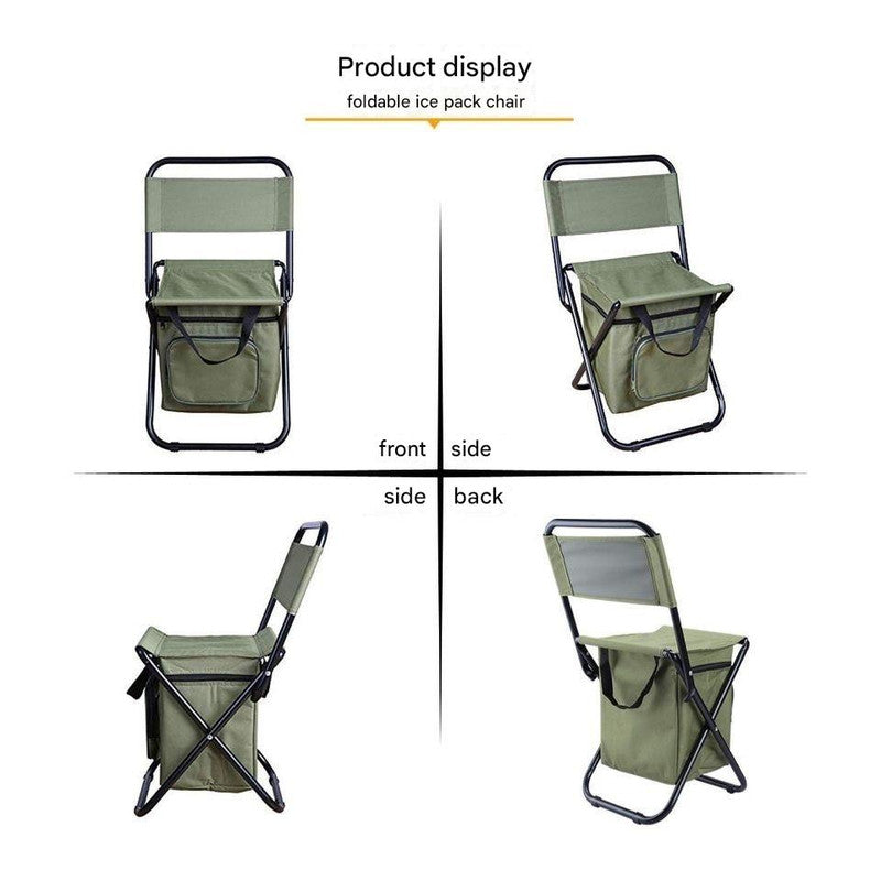 Foldable Camping Chair with Integrated 10L Insulated Cooler Bag - Black V888-ELOSUNG26699