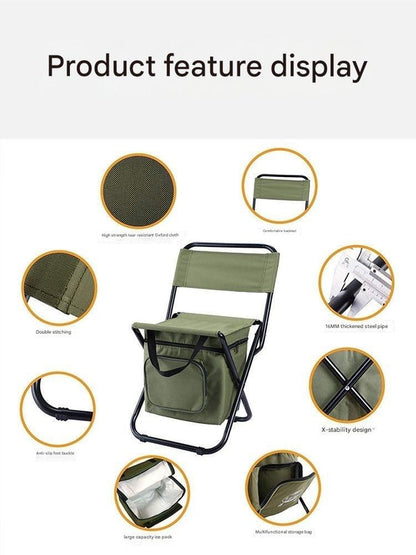 Foldable Camping Chair with Integrated 10L Insulated Cooler Bag - Black V888-ELOSUNG26699