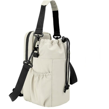 Beige Portable Crossbody Water Bottle Holder with Multiple Pockets - Thermal Cooler Bag V888-ELOSUNG26717