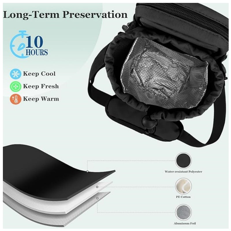 Beige Portable Crossbody Water Bottle Holder with Multiple Pockets - Thermal Cooler Bag V888-ELOSUNG26717