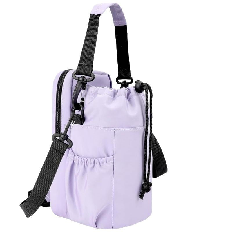 Purple Portable Crossbody Water Bottle Holder with Multiple Pockets - Thermal Cooler Bag V888-ELOSUNG26718