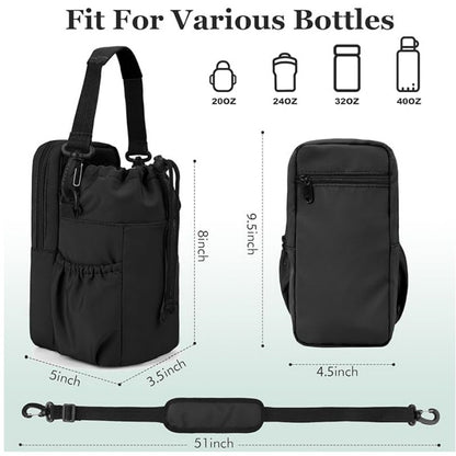 Purple Portable Crossbody Water Bottle Holder with Multiple Pockets - Thermal Cooler Bag V888-ELOSUNG26718