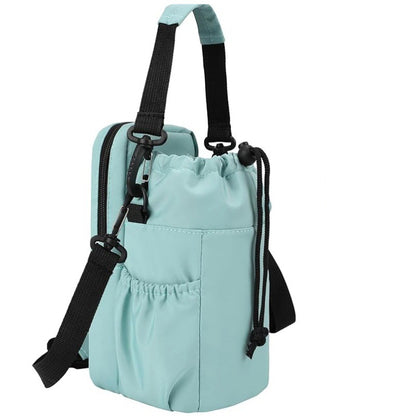 Green Portable Crossbody Water Bottle Holder with Multiple Pockets - Thermal Cooler Bag V888-ELOSUNG26719