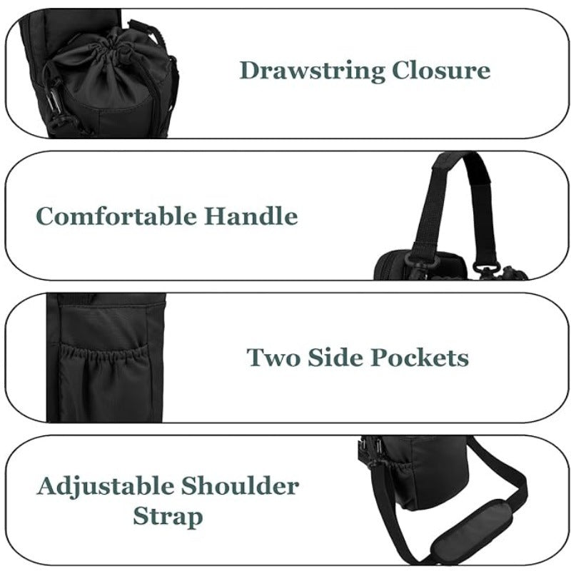 Green Portable Crossbody Water Bottle Holder with Multiple Pockets - Thermal Cooler Bag V888-ELOSUNG26719