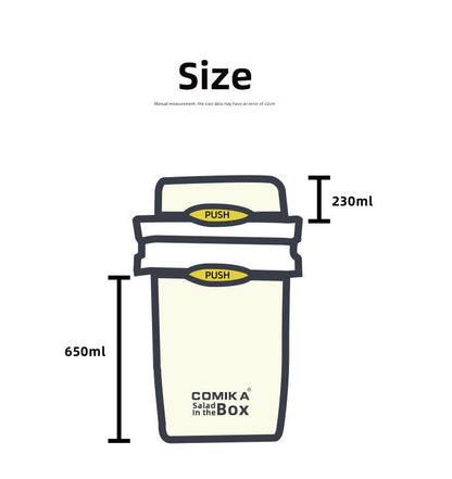 Yellow Portable salad cup with ingredient compartment and fork and spoon - enjoy breakfast on the go V888-ELOSUNG26721