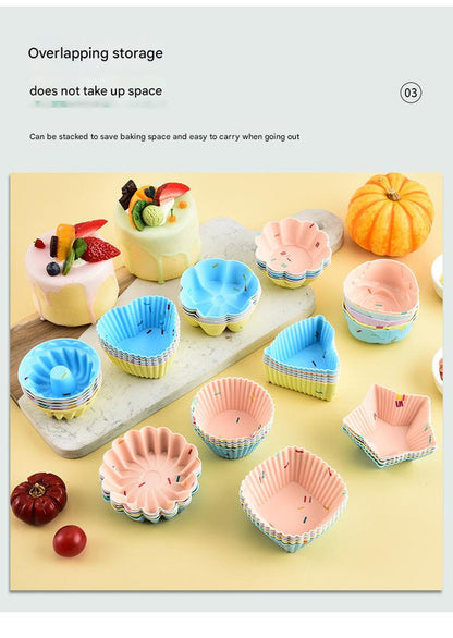 Style 1 Silicone Mini Cake Molds (30 Pack) - For Cupcakes, Desserts (6.5x6.5x3.2cm) V888-ELOSUNG26726
