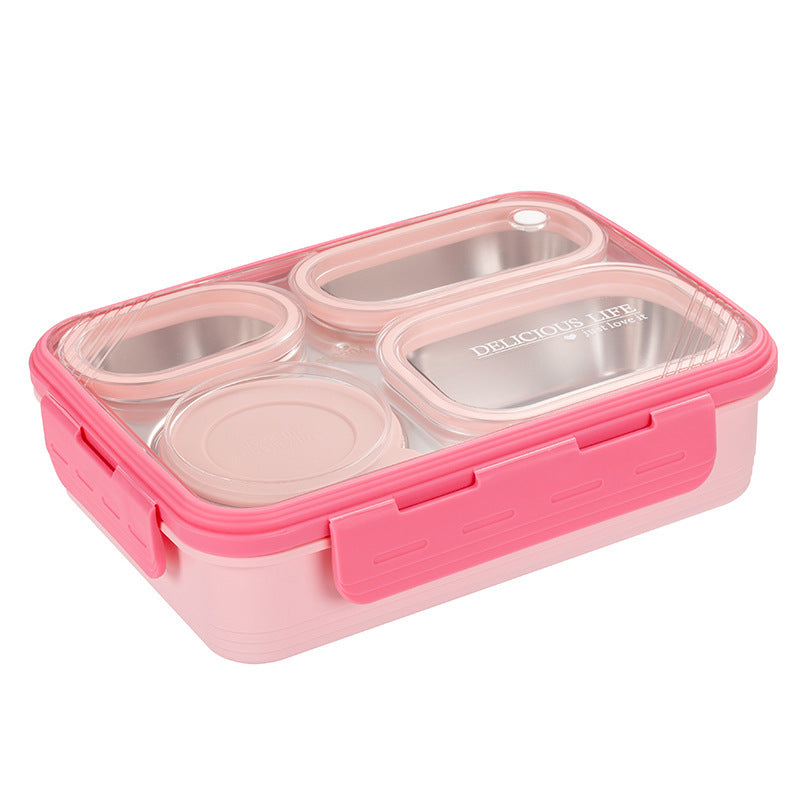 Pink 3-Compartment Stainless Steel Bento Lunch Box - Leak-Proof, for Kids & Adults for School & Office V888-ELOSUNG26745
